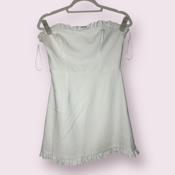French Connection White Strapless Ruffle Mini Dress Party Cocktail - Picture 1 of 4